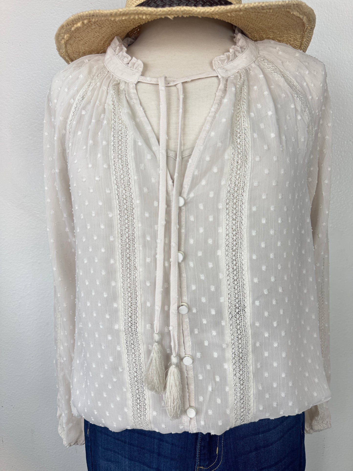 Chiffon lace front button Blouse