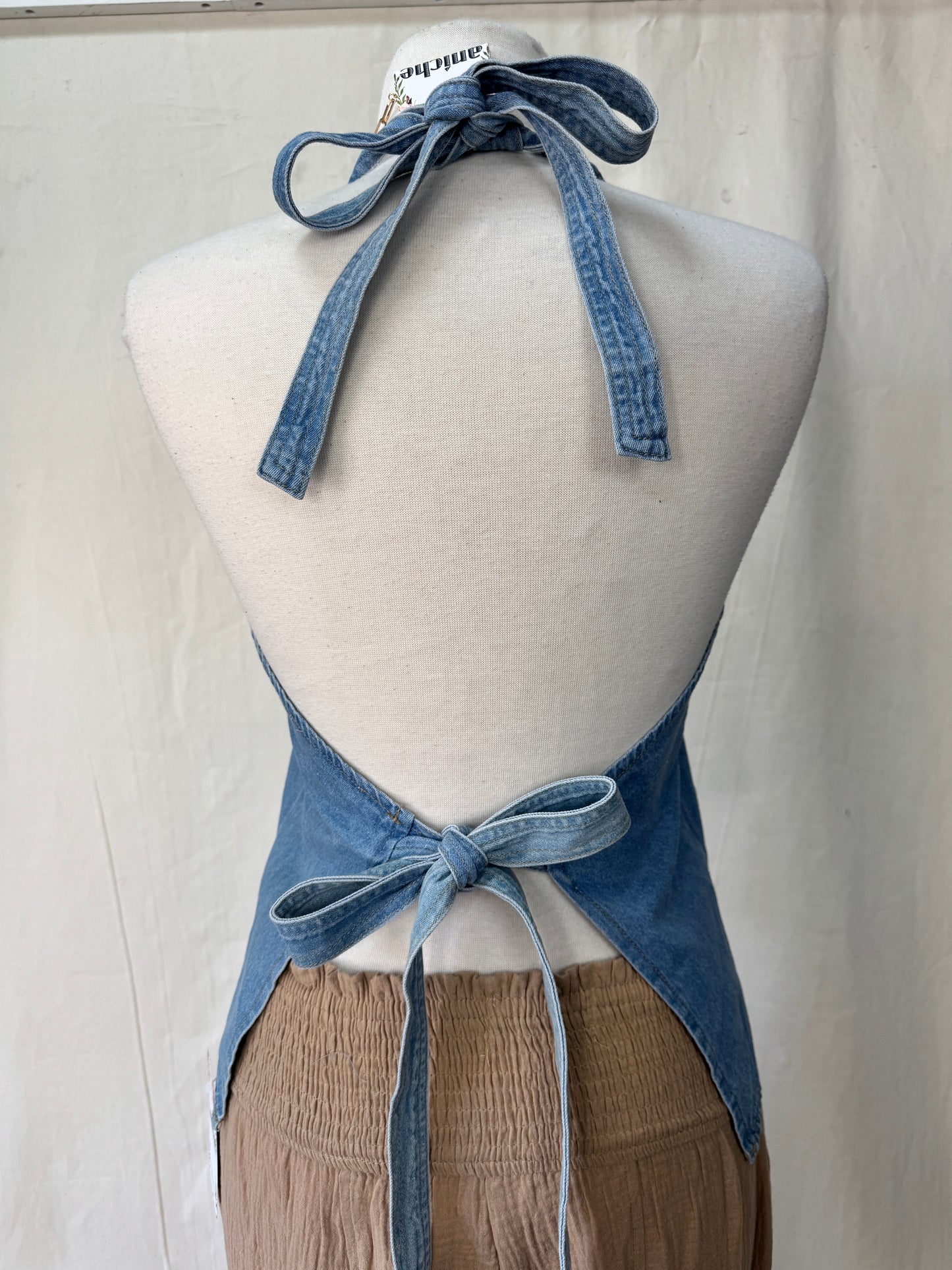 Denim halter vest