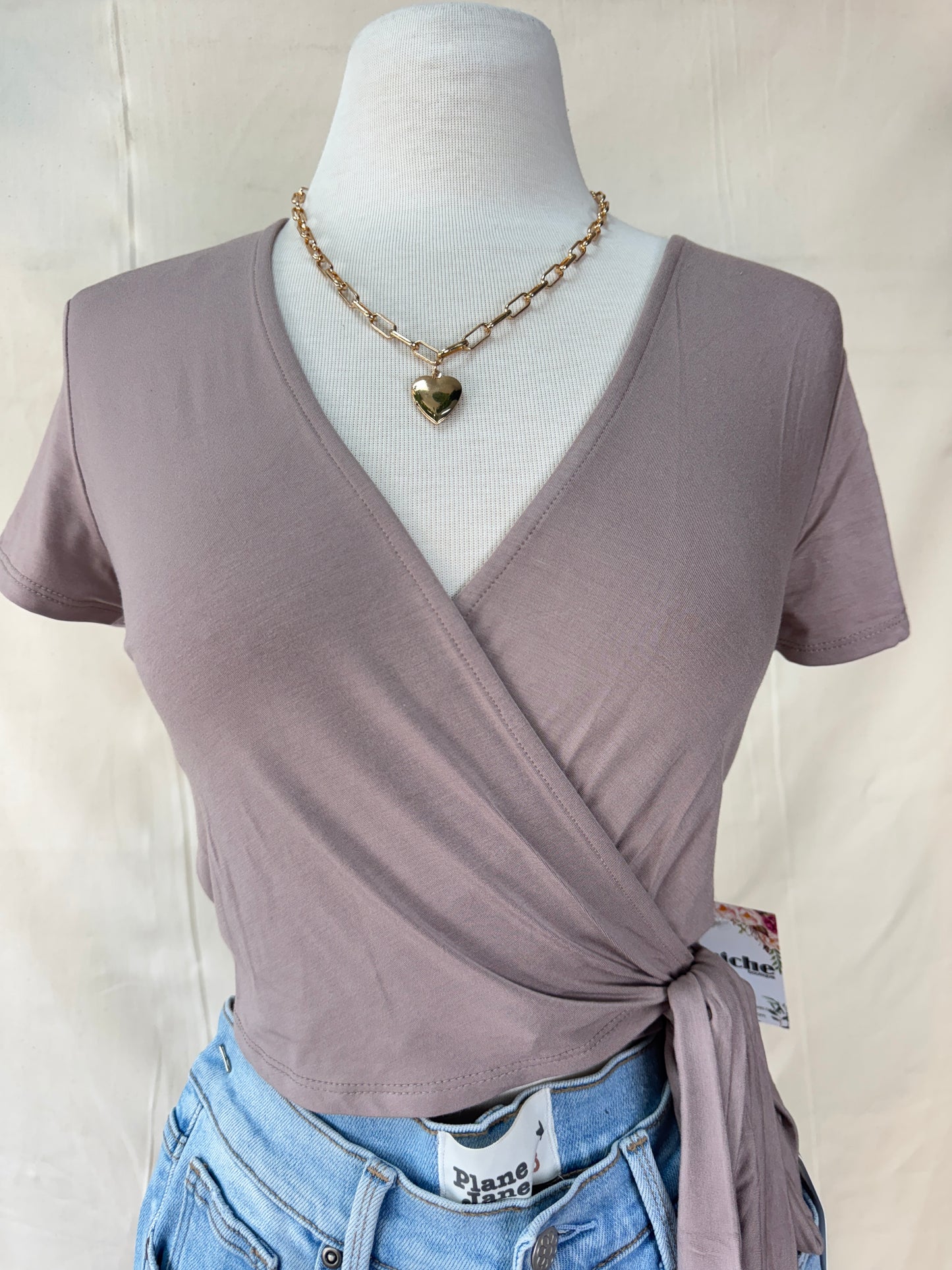 Jersey wrap tie top