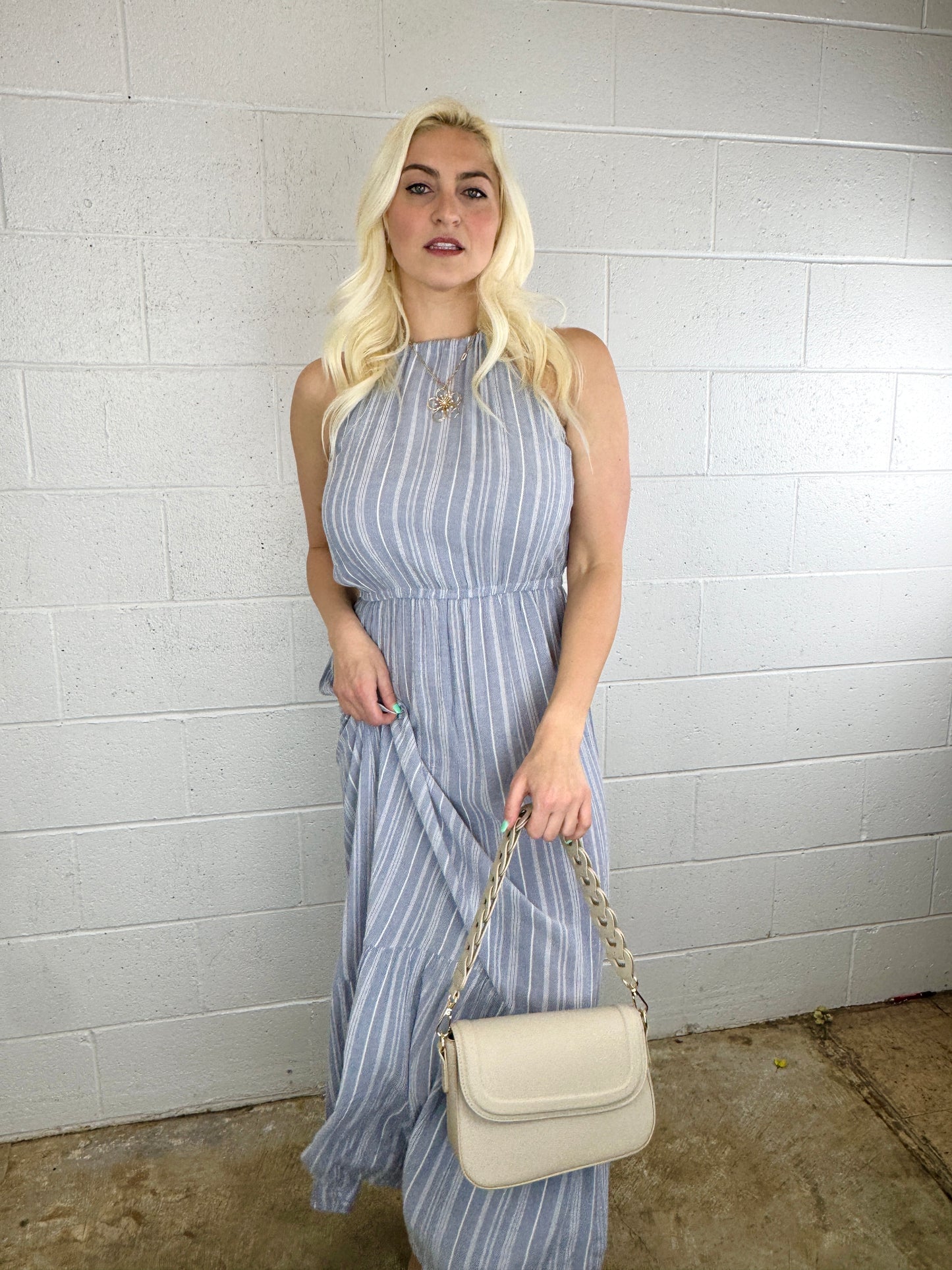Mari striped hater maxi dress
