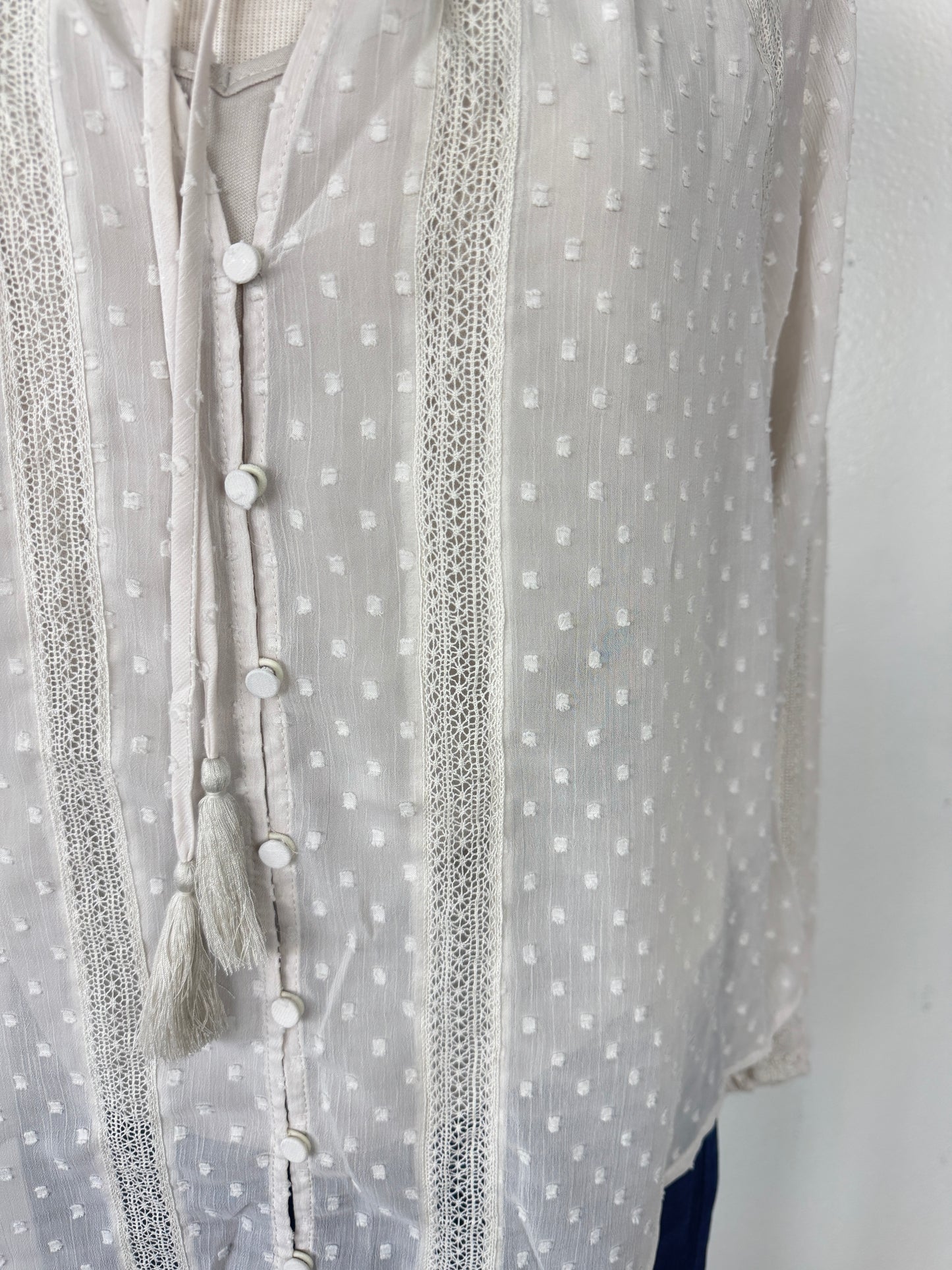 Chiffon lace front button Blouse