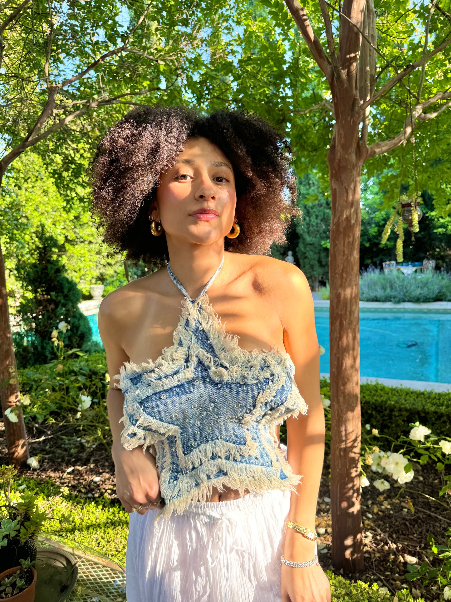 RGA star denim top