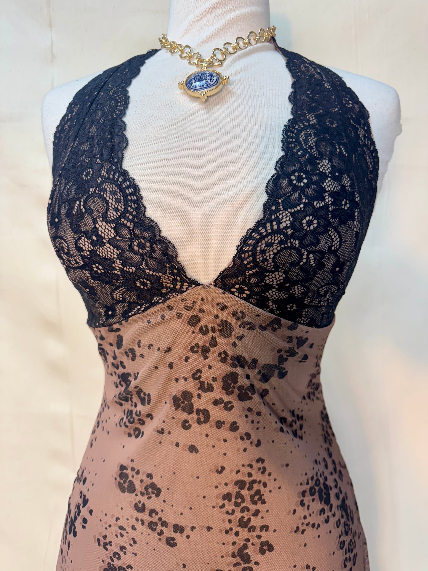 Kam lace and animal print mini