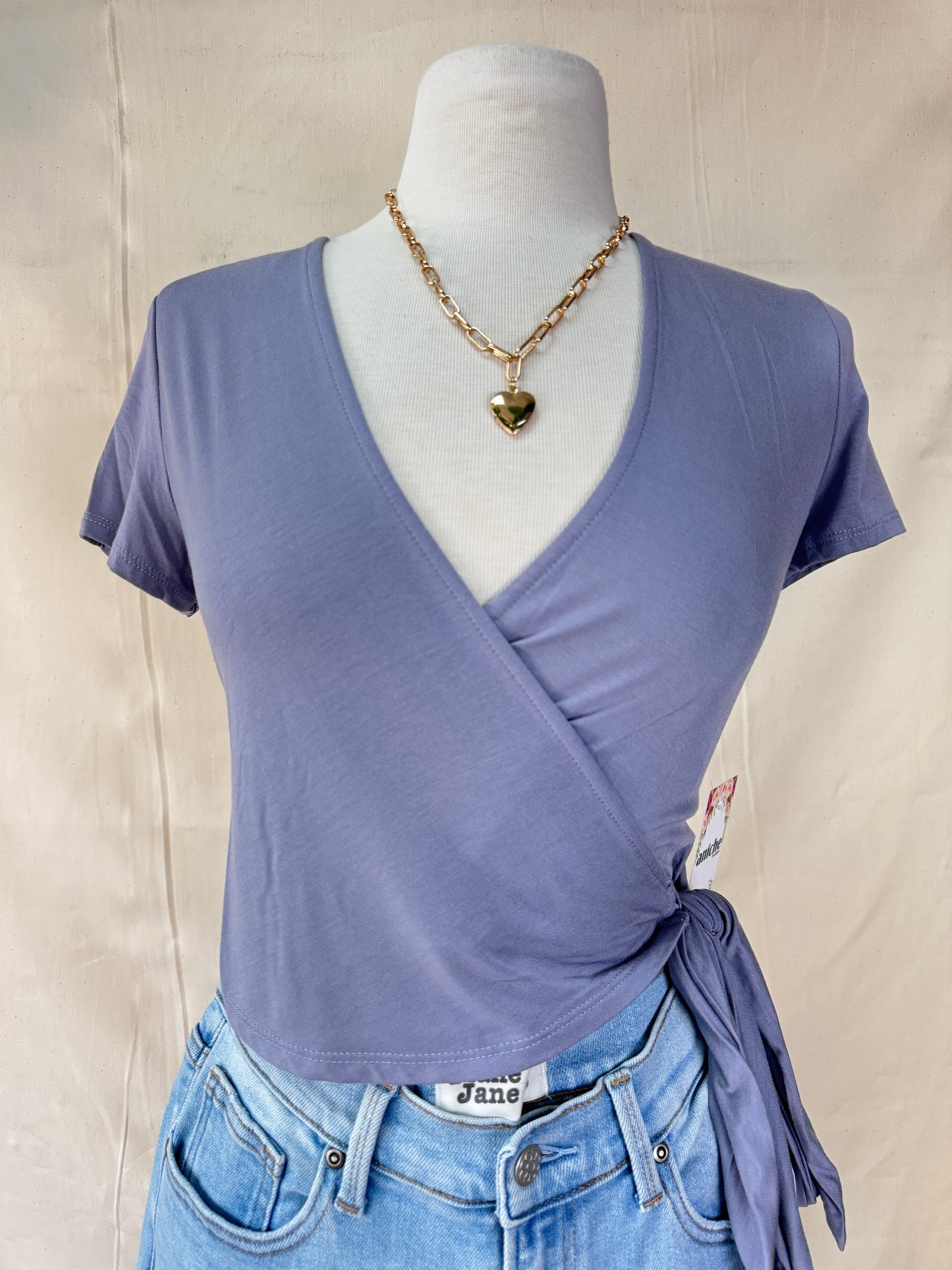 Jersey wrap tie top