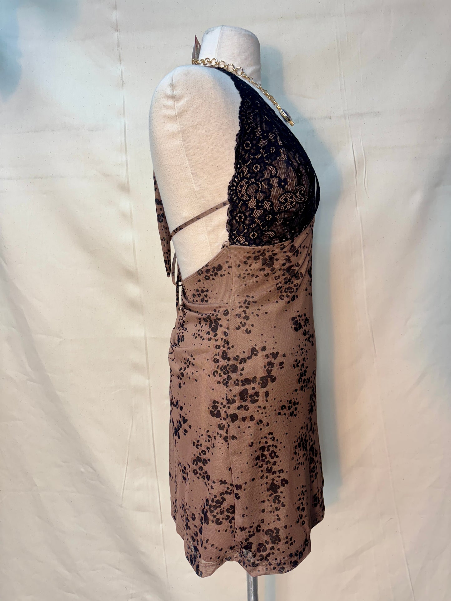 Kam lace and animal print mini