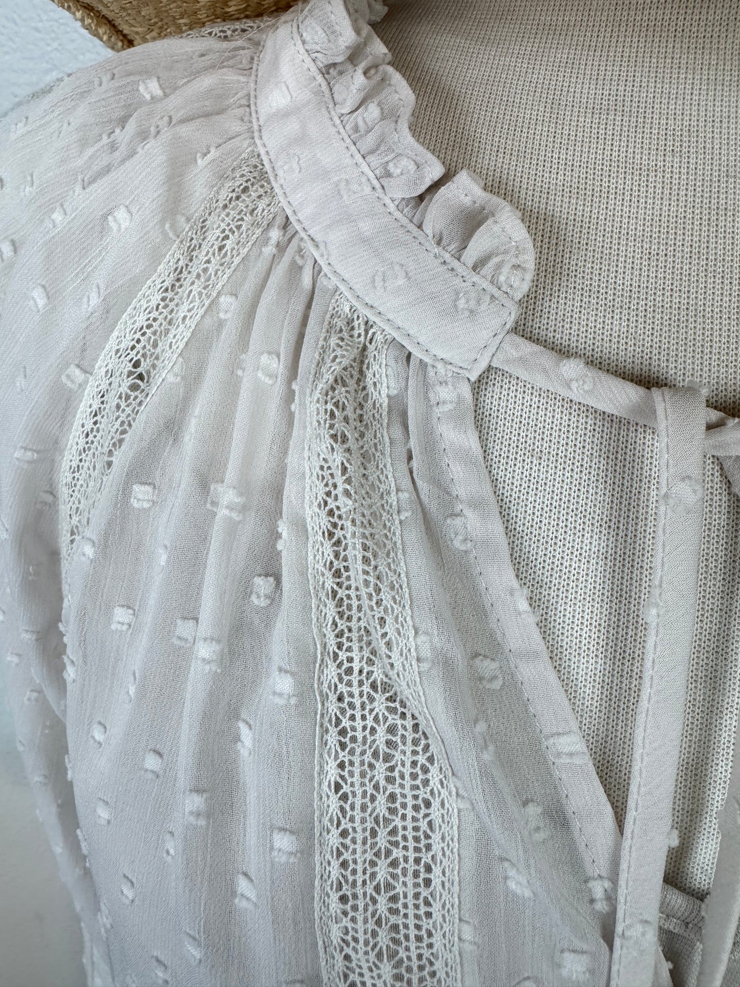 Chiffon lace front button Blouse