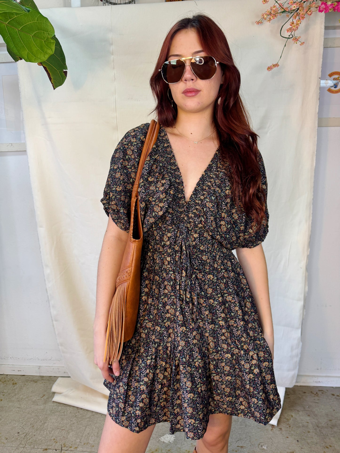 Jenni smocking floral mini dress