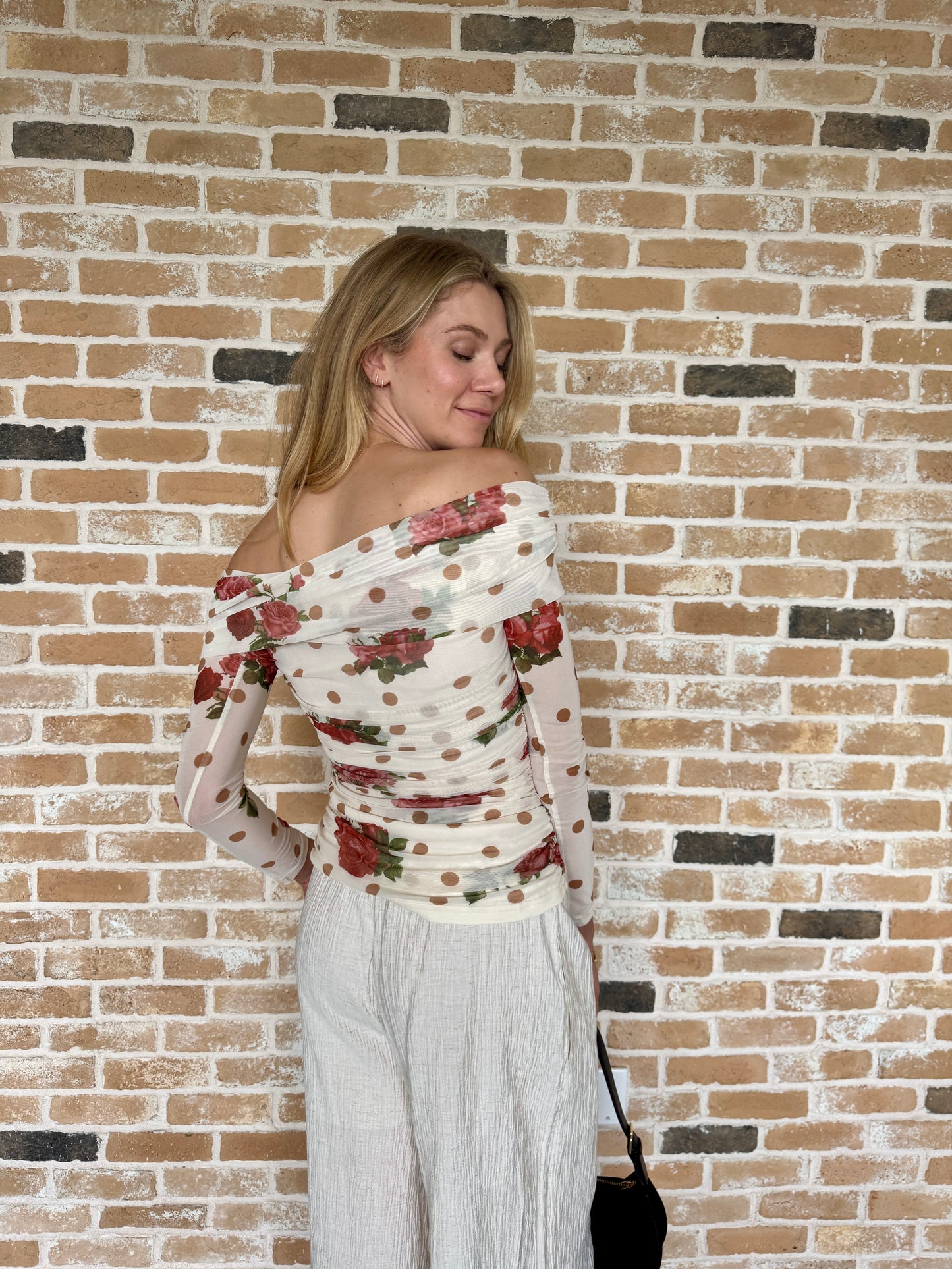 Polka dot off the shoulder top