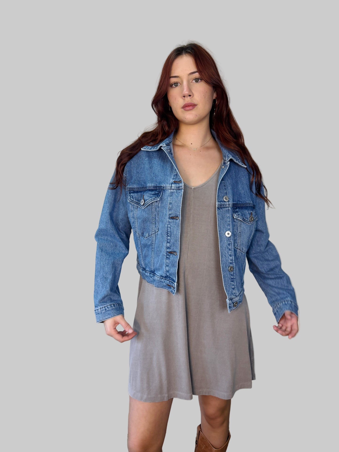 Grey ribbed mini dress