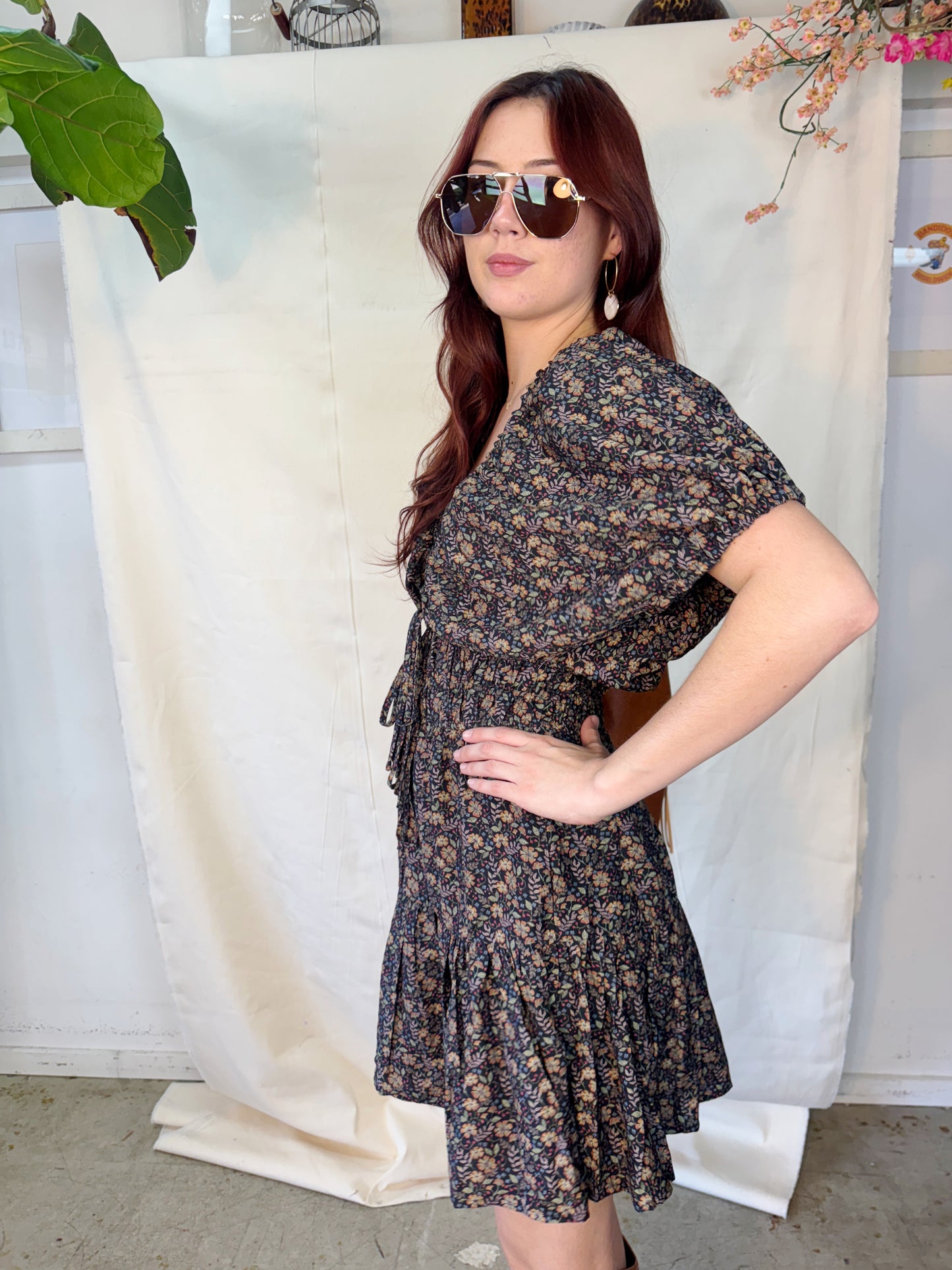 Jenni smocking floral mini dress