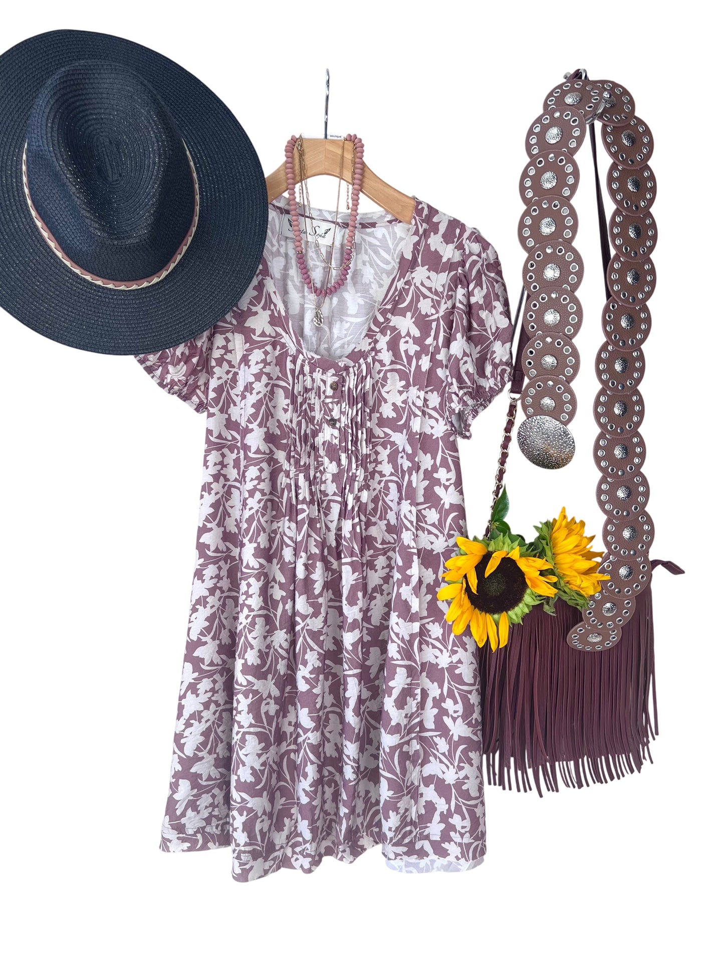 Shadow floral pleated dress