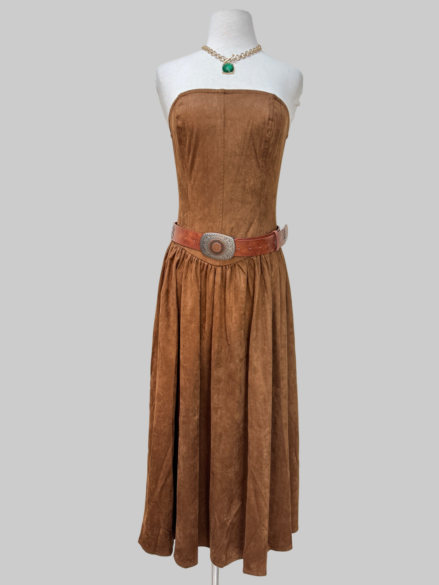 Gigi faux suede midi dress