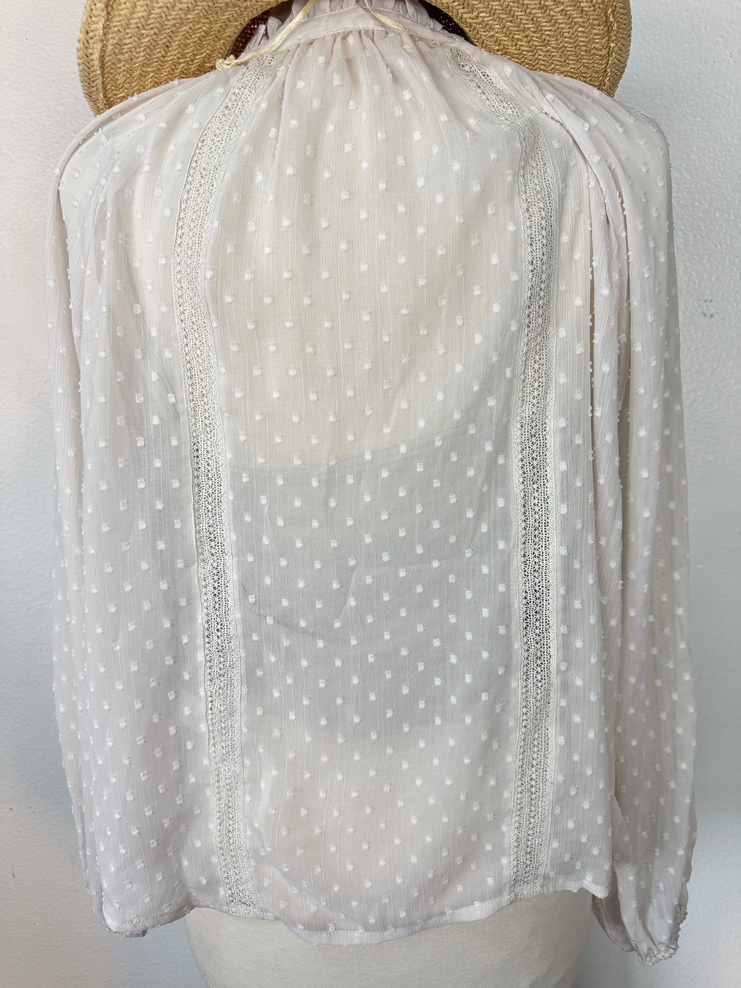 Chiffon lace front button Blouse