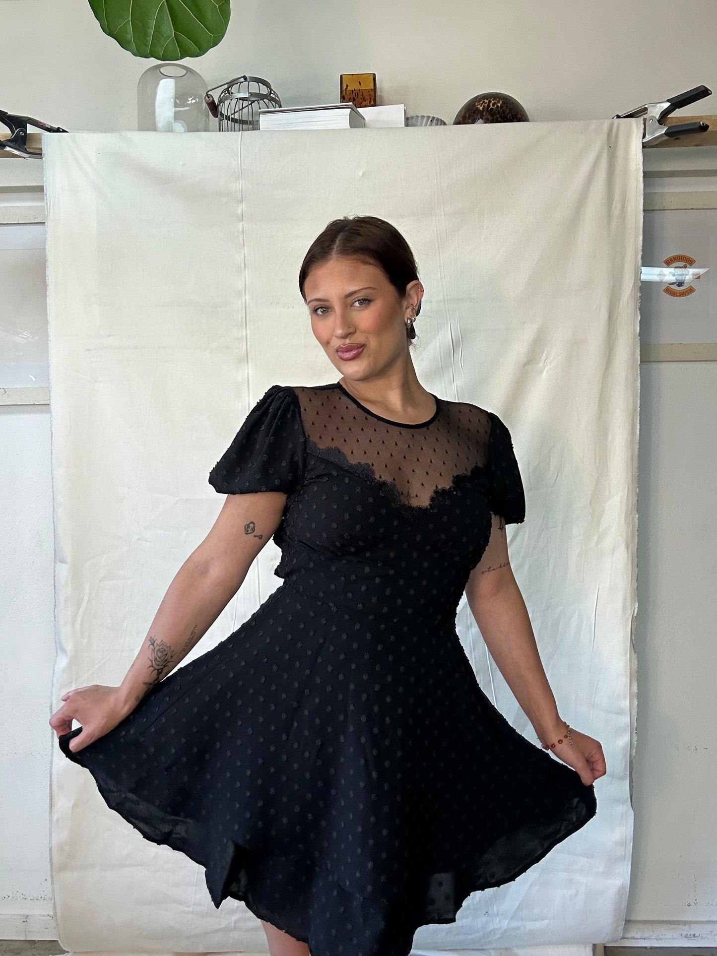 Darla polka dot textured dress