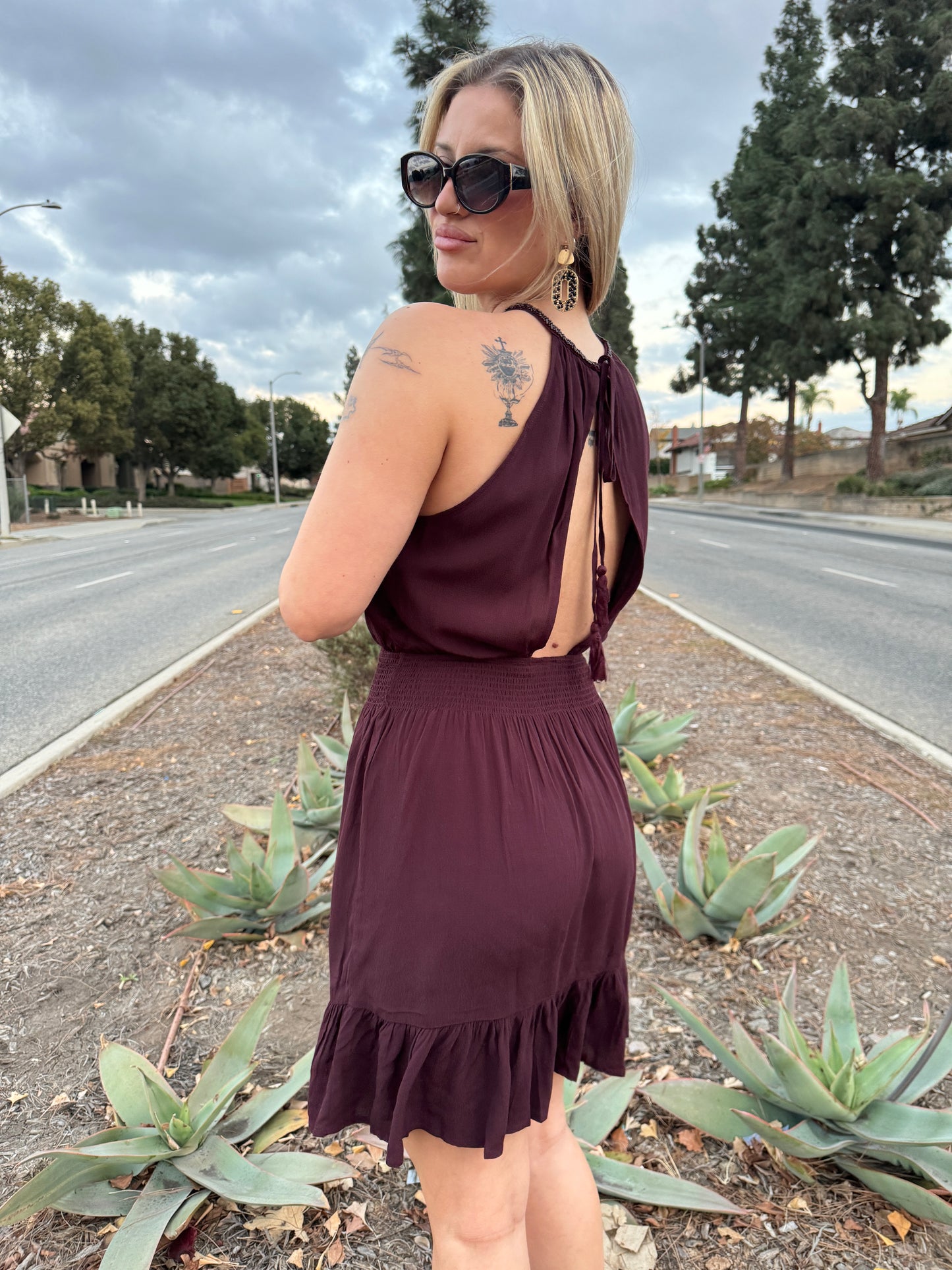 Candice Beaded Trim Neckline Dress