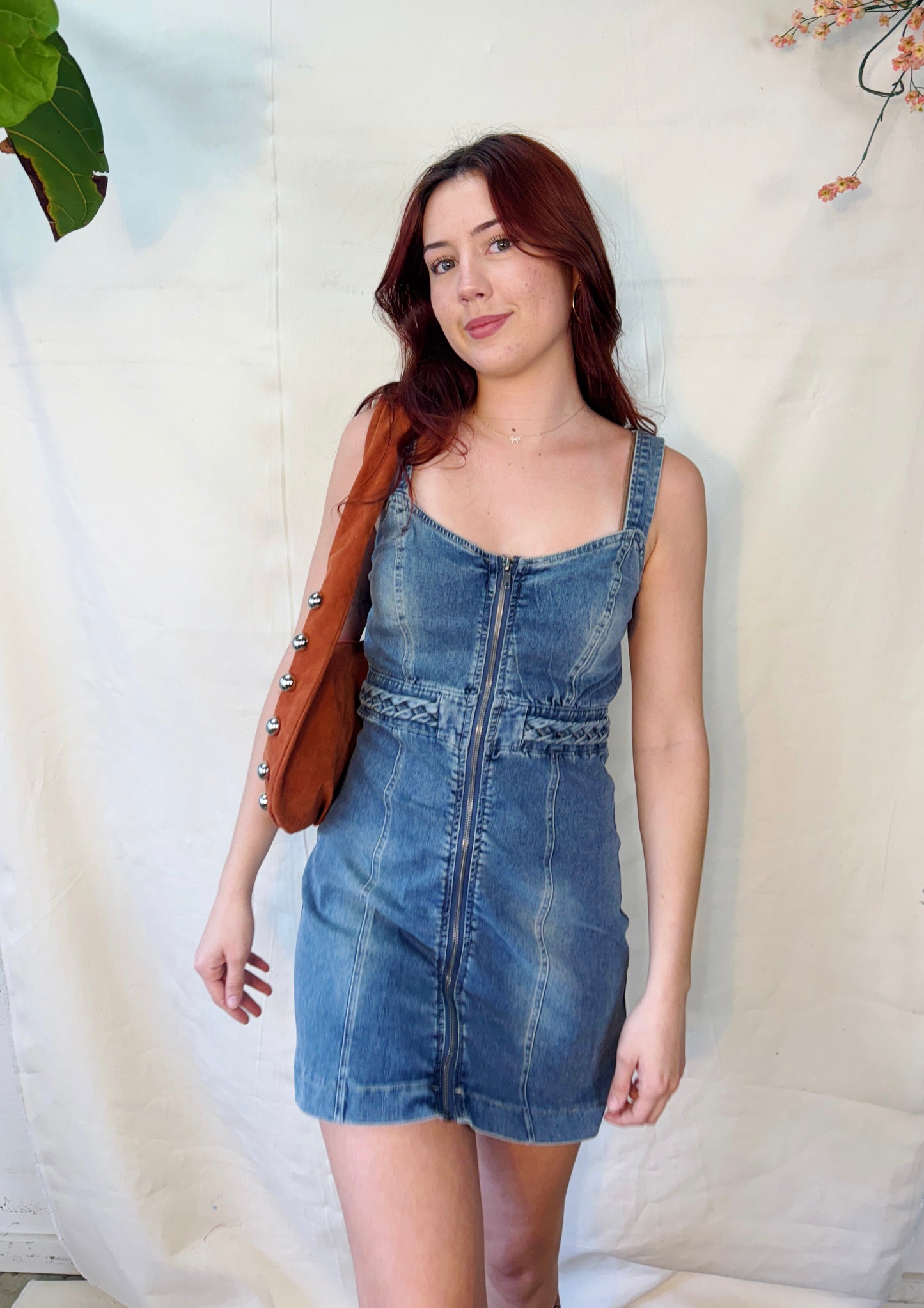 Denim zipper dress