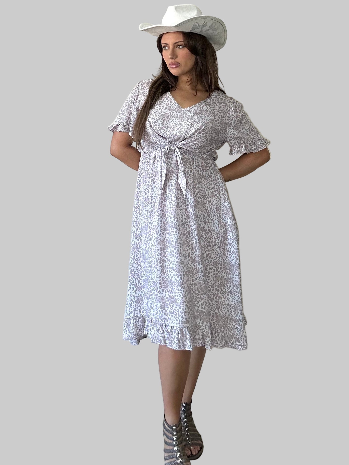 Leopard print midi dress