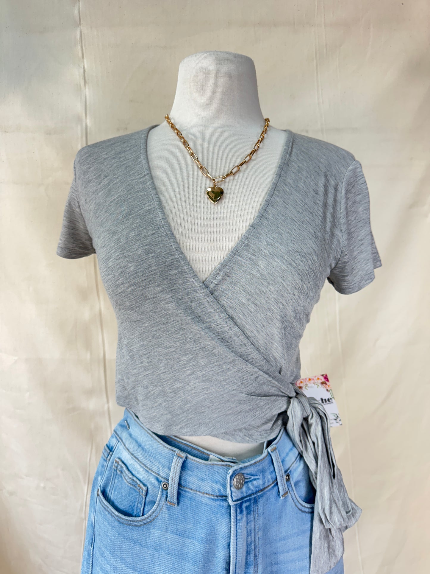 Jersey wrap tie top