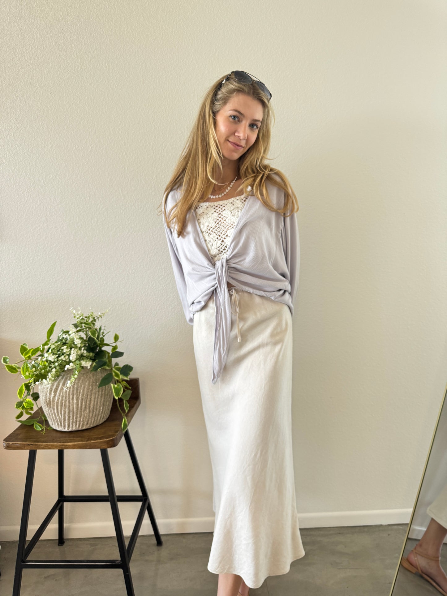 Lilac Tie Front Top
