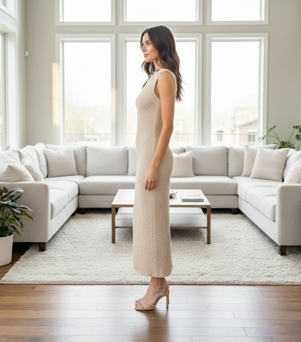 Sand Wave wrinkled midi dress