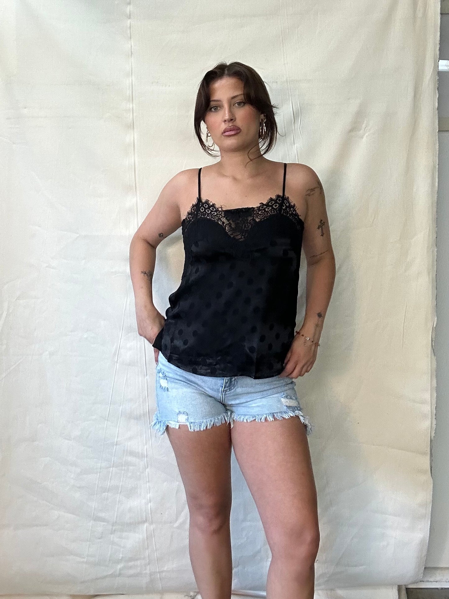 Candace polka dot lace top