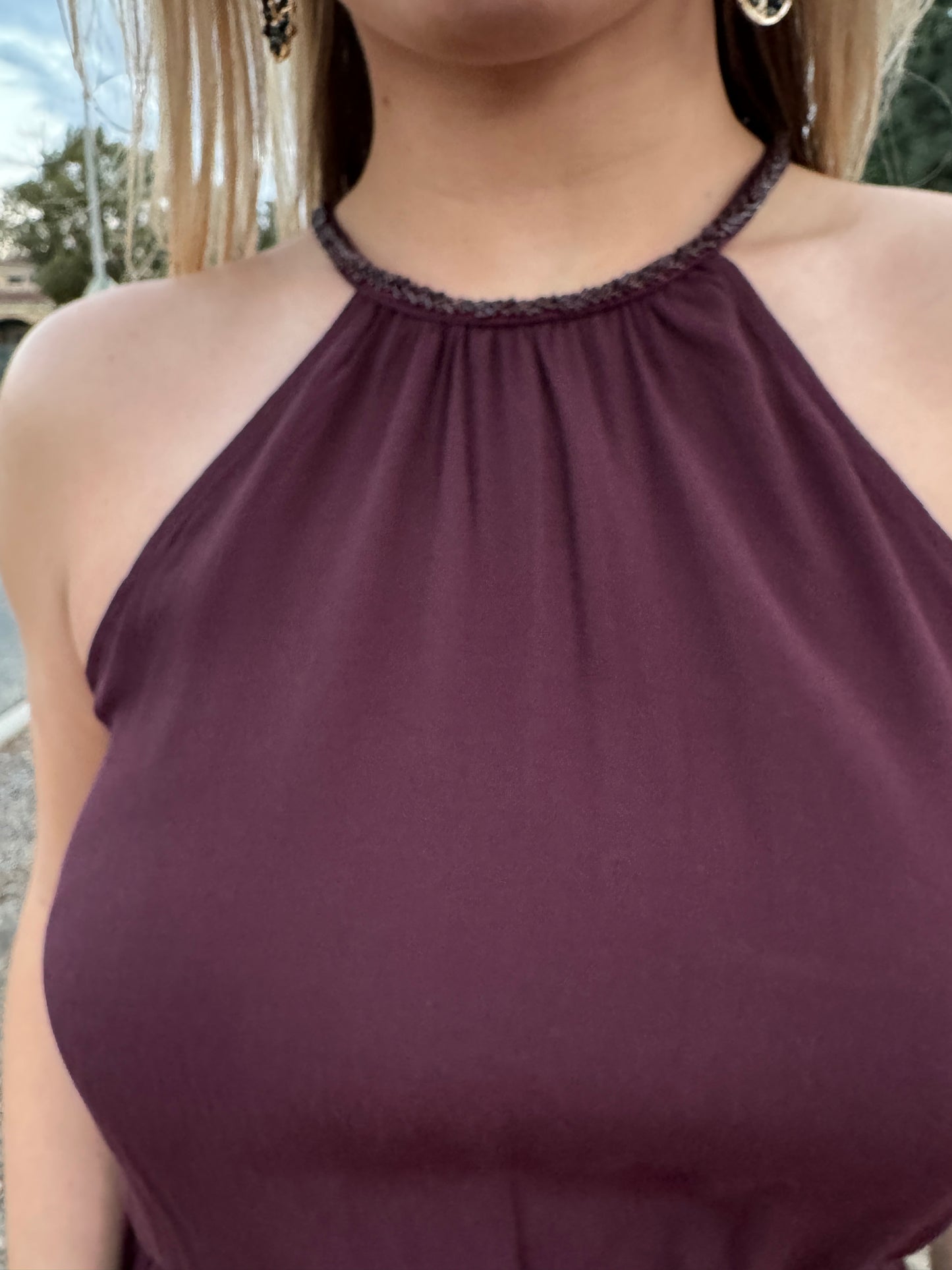 Candice Beaded Trim Neckline Dress