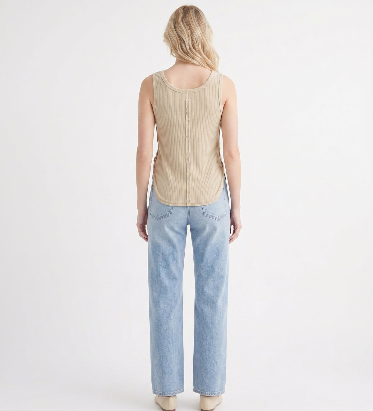 The Sedona Snap-Button Thermal Ribbed Henley Tank in Sage