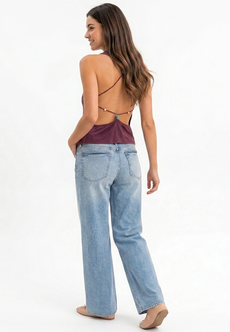 The Sahara Beaded Cowl Neck Backless Halter