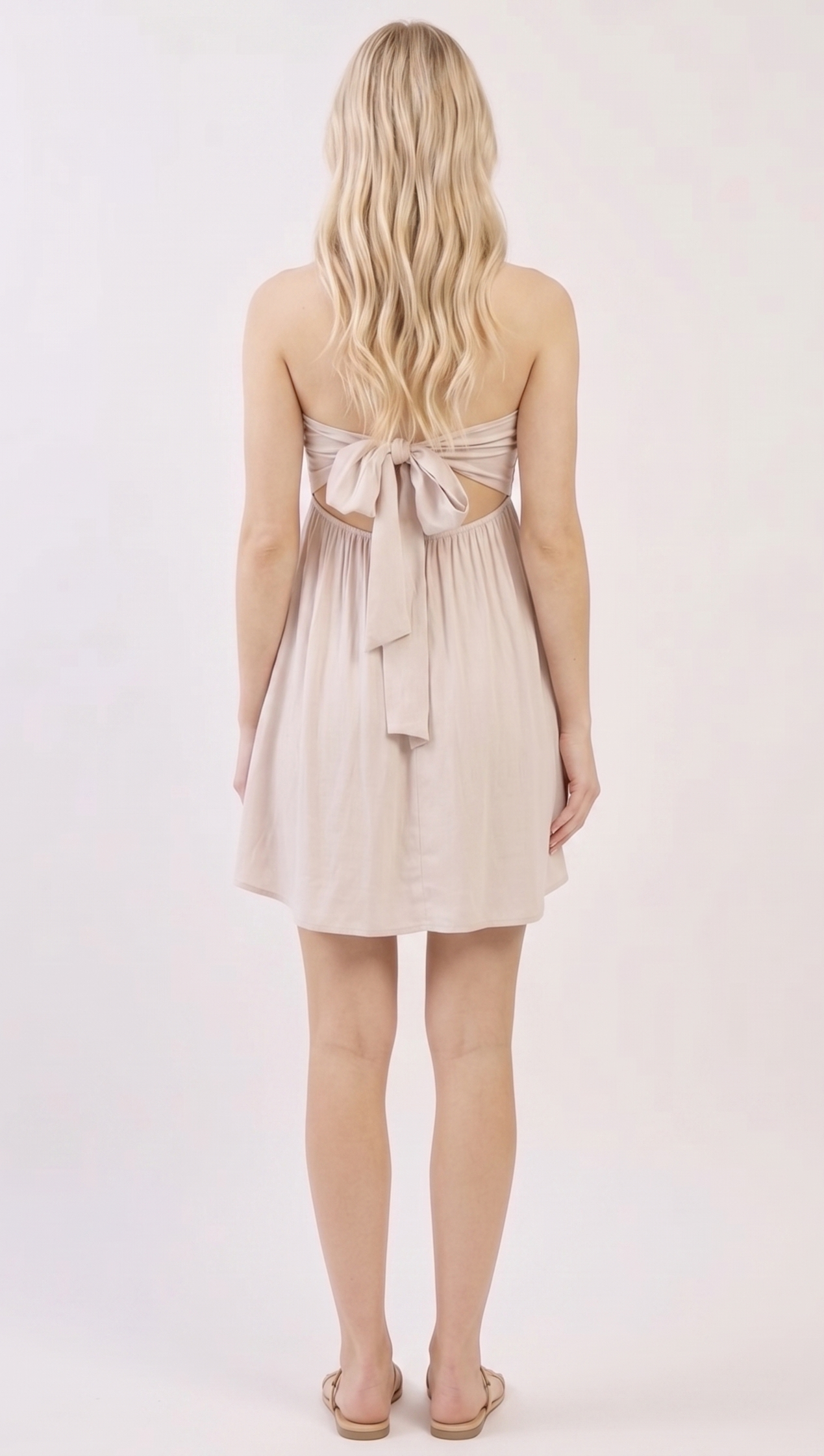 The Golden Hour Smocked Back-Tie Strapless Mini Dress