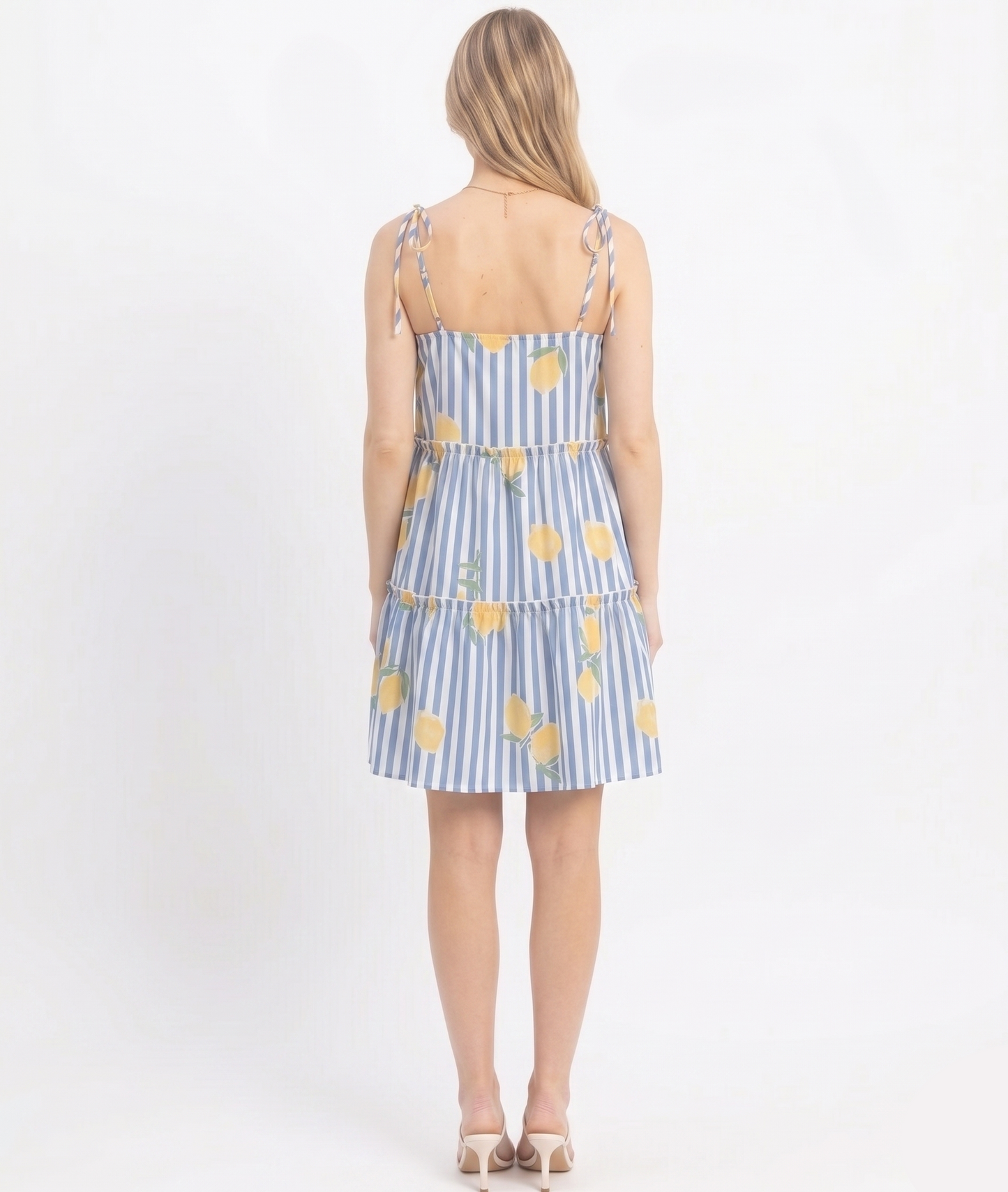 The Amalfi Coast Lemon Print Tie-Strap Mini Dress