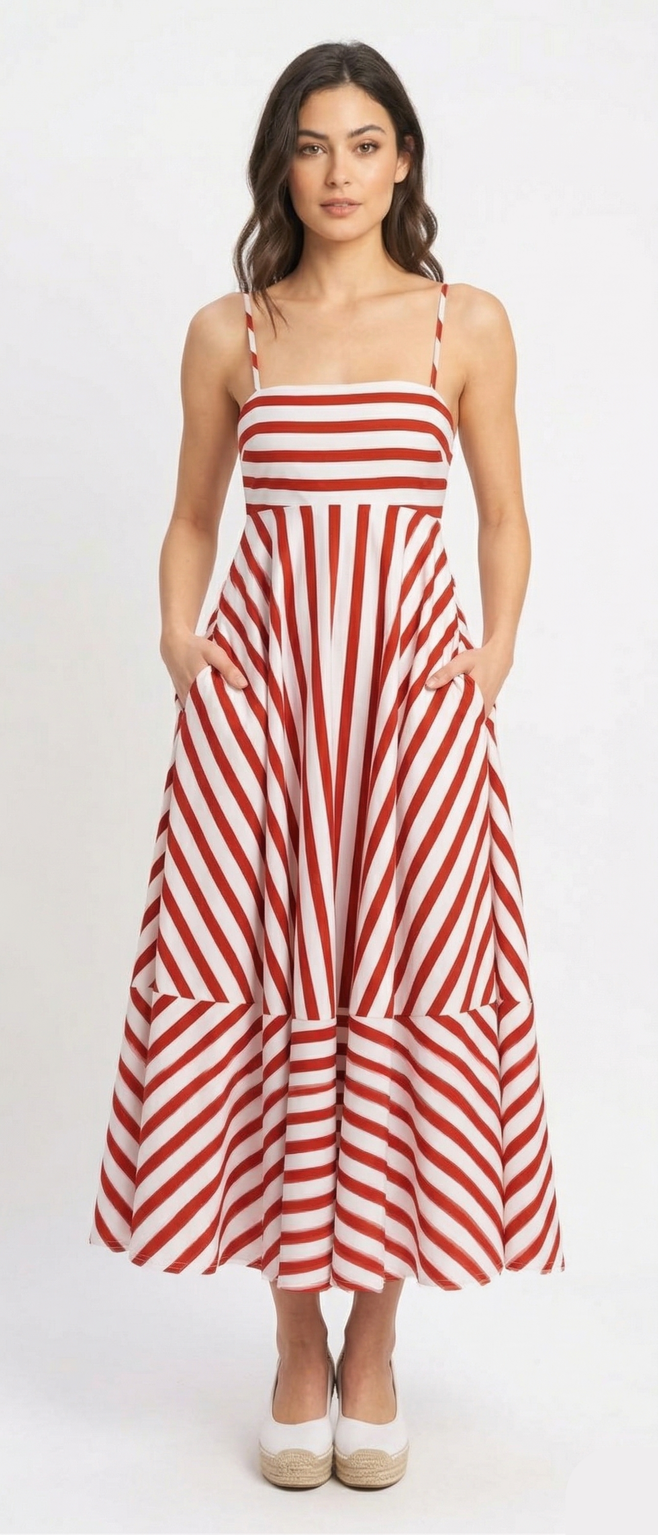 The Perspective Striped Midi Dress