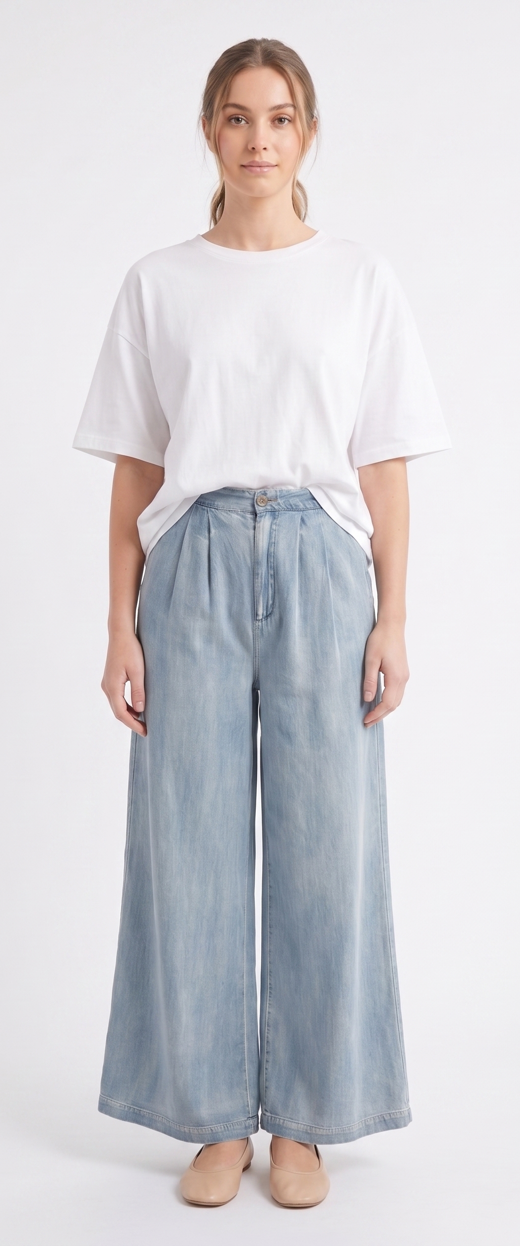 The Coastal Sunrise Bleach Wash Wide-Leg Pants