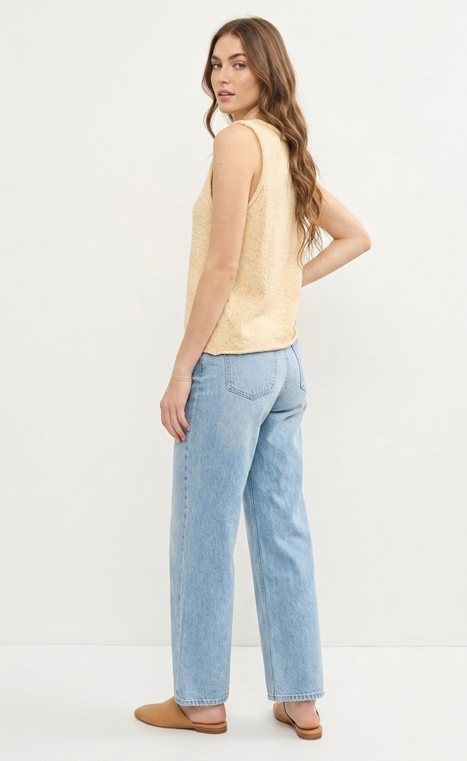 Textured Back-Keyhole Knit Tank Top