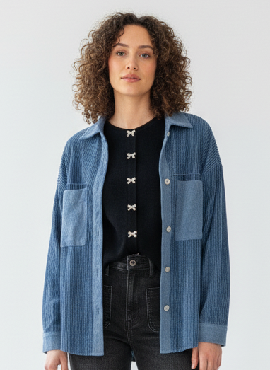 Metal bow button up vest