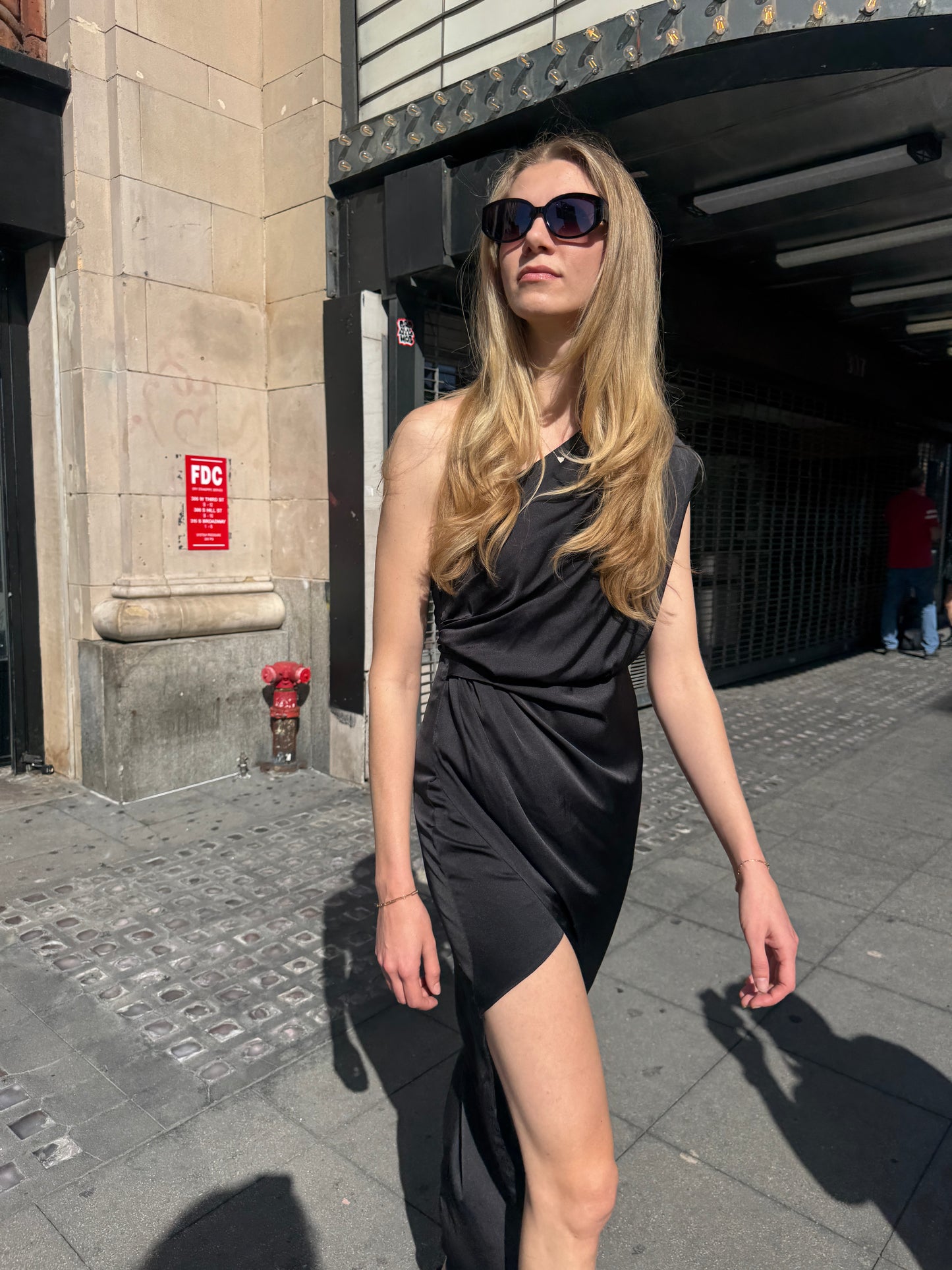 One shoulder side slit dress