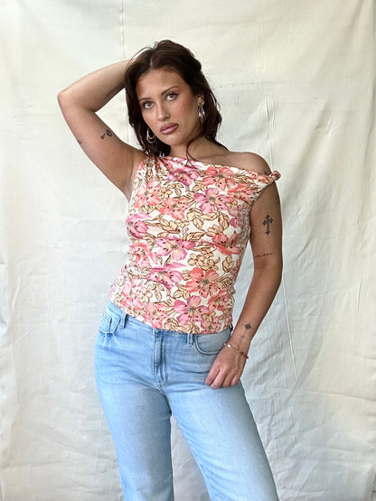 Twist strap floral top