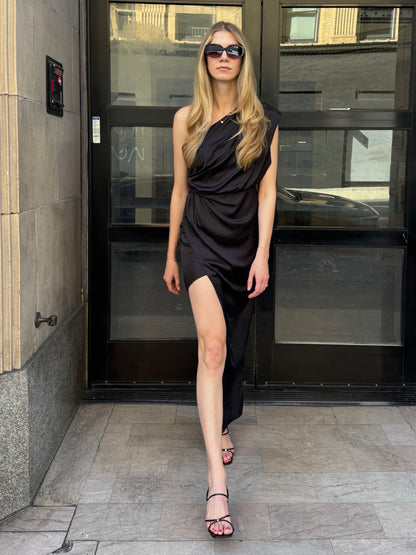One shoulder side slit dress