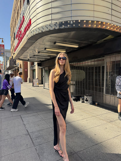 One shoulder side slit dress