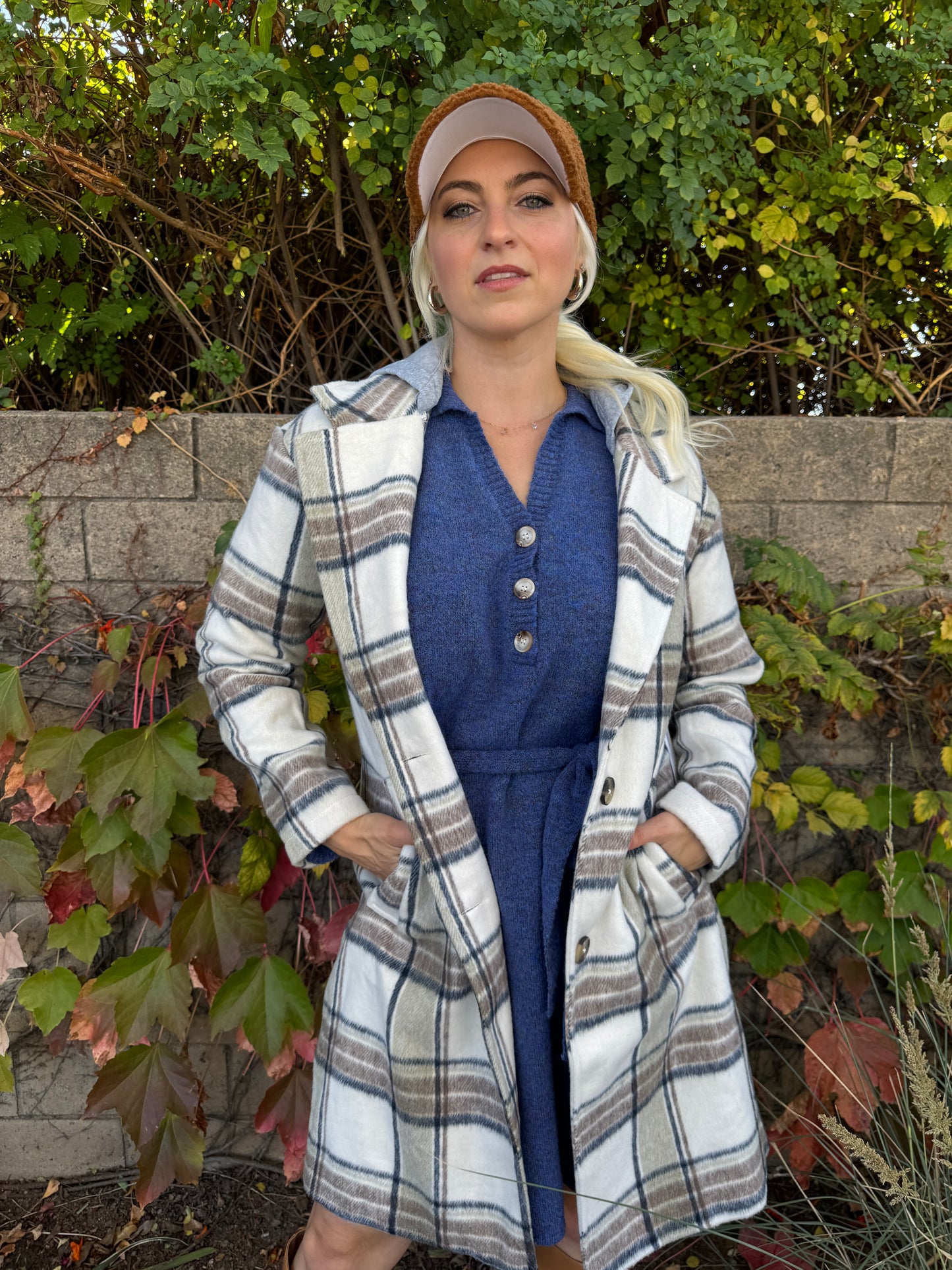 Plaid Hoodie Coat