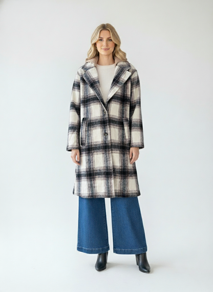 Plaid Hoodie Coat