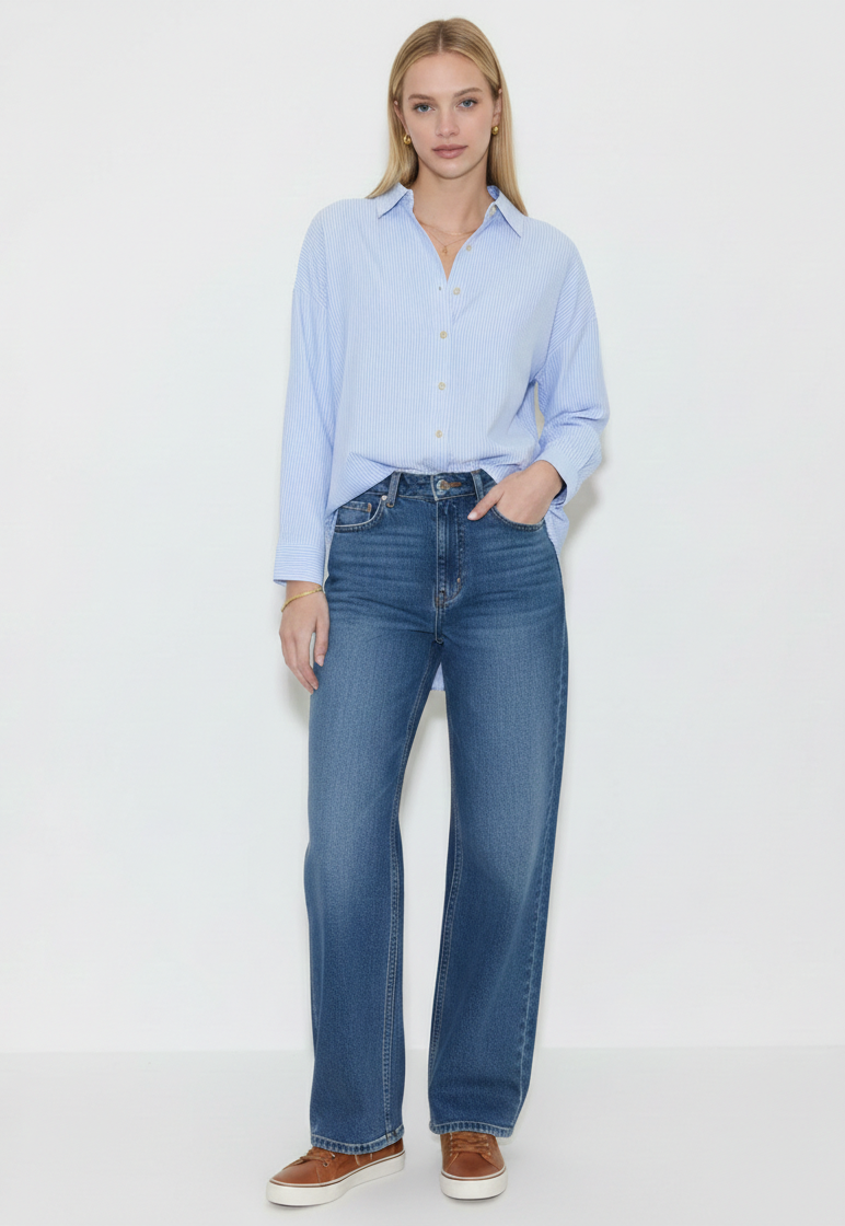 Eli Striped button front top