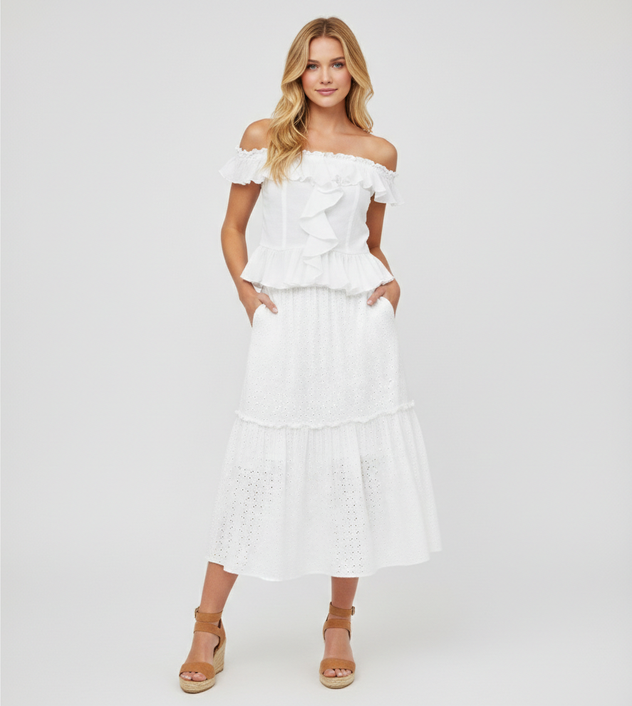 Boho Eyelet Lace Skirt