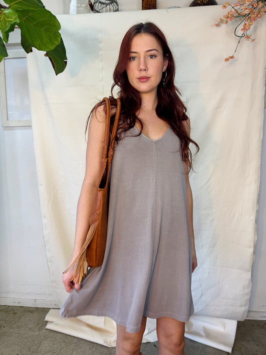 Grey ribbed mini dress
