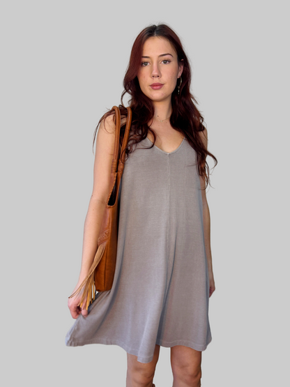 Grey ribbed mini dress