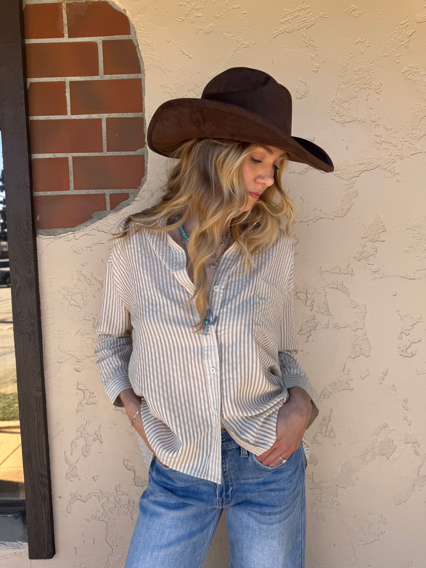 Seal Beach Striped Button Down Top