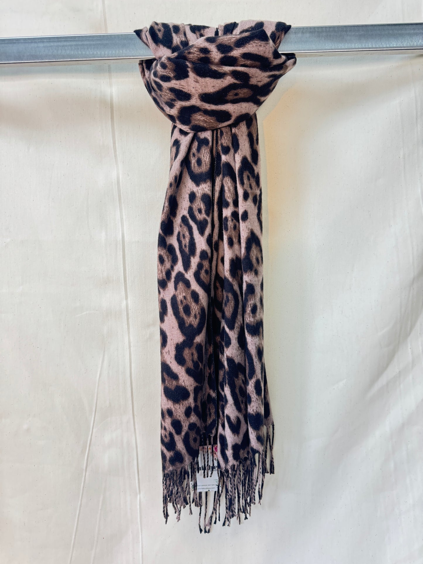 Leopard Printed Fringe Scarf
