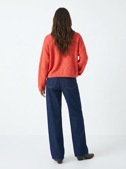 The Scarlett Soft-Knit Boatneck Pullover Sweater in Cherry Red