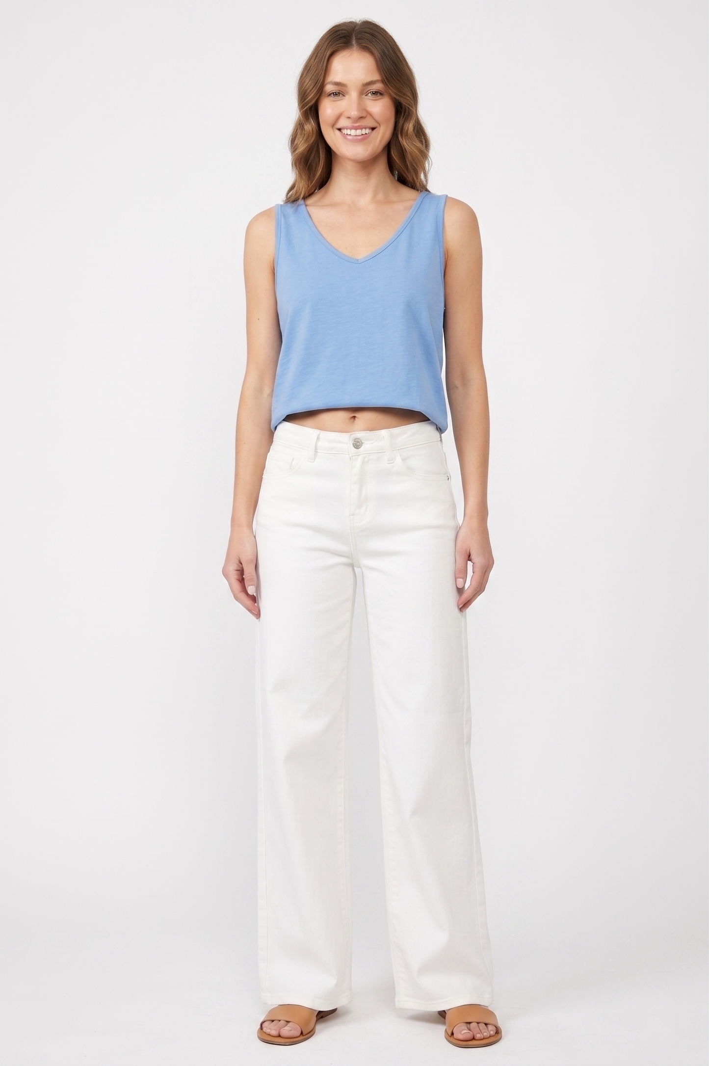 The Harbor High-Rise Wide-Leg White Jean