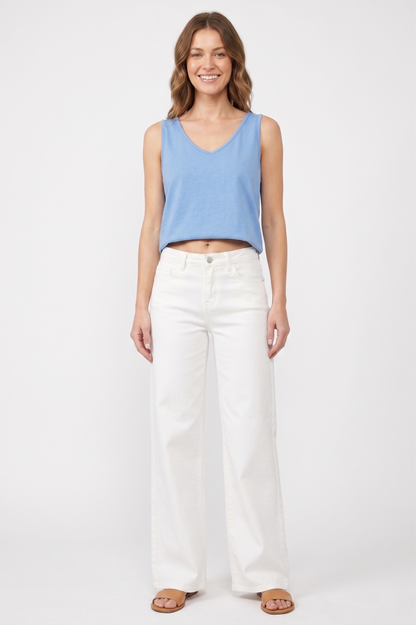 The Harbor High-Rise Wide-Leg White Jean