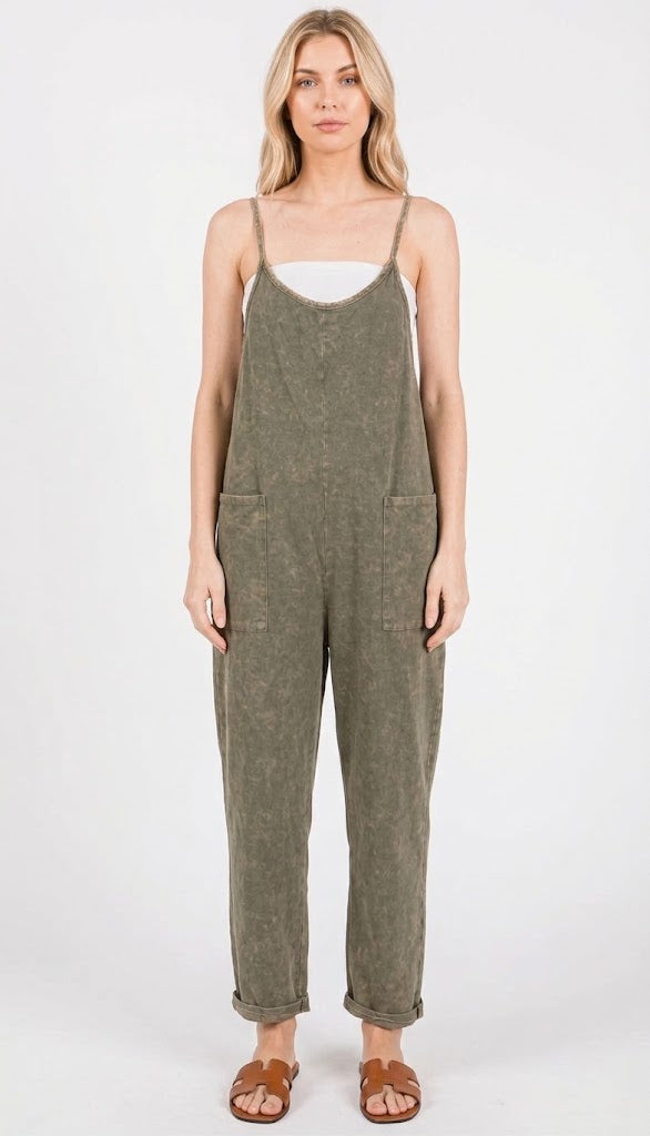 The Rowan Mineral Wash Slouchy Pocket Overalls Jumpsuit